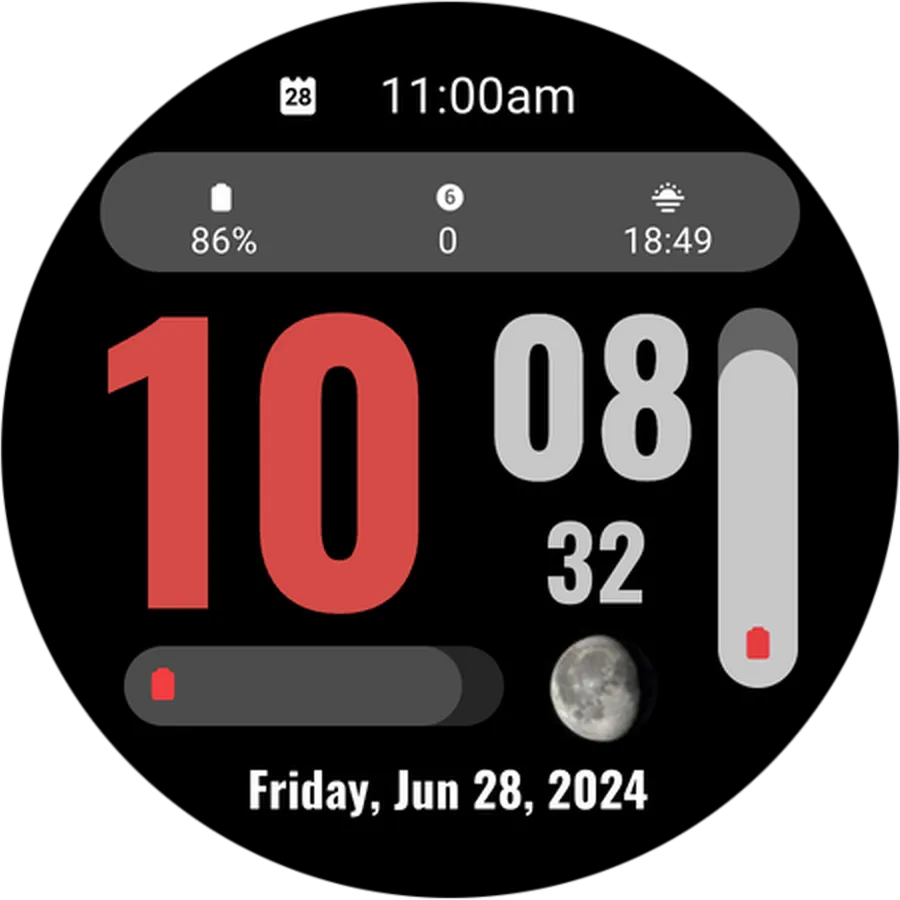 Neo Lunar Watch Face - Moon phase display with modern design